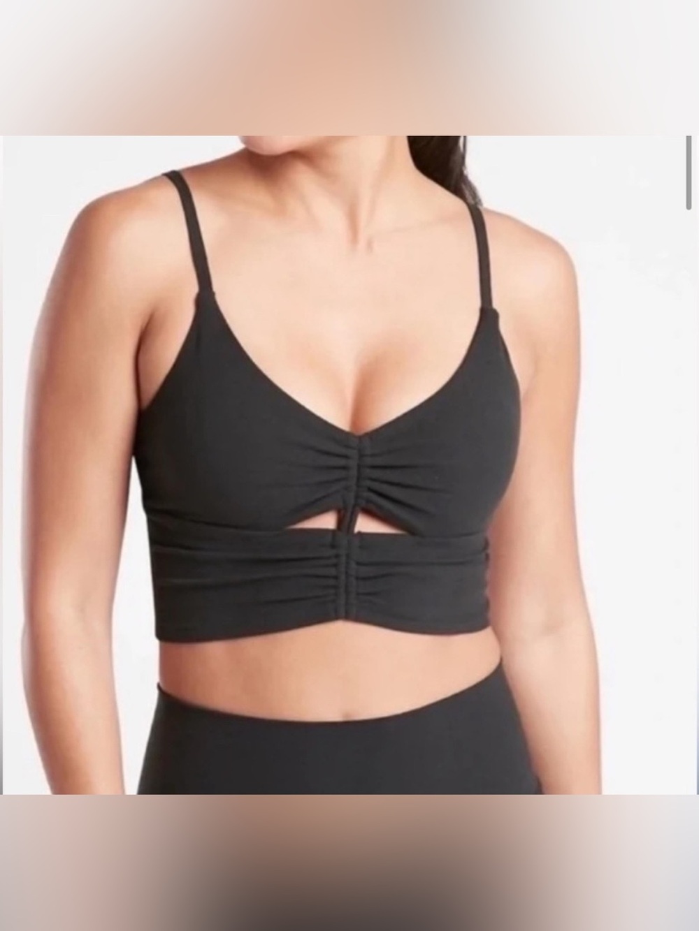 Athleta Cinched Longline Sports Bra Black Size Small